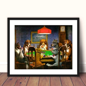 Dogs playing poker Poker Art Friend in need Dog Playroom Mancave Office Poster GIft
