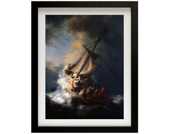 Rembrandt Christ In The Storm On The Sea Of Galilee Framed Wall Art Print Office Poster