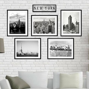 New York wall art black and white photography framed art prints Set of 5 Office Poster