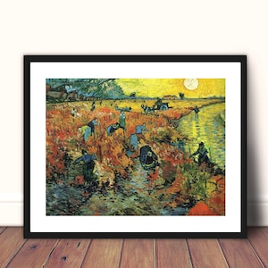 The Red Vineyards by Vincent Van Gogh Van gogh Vincent Van Gogh Art print Farm Vineyards Office Poster