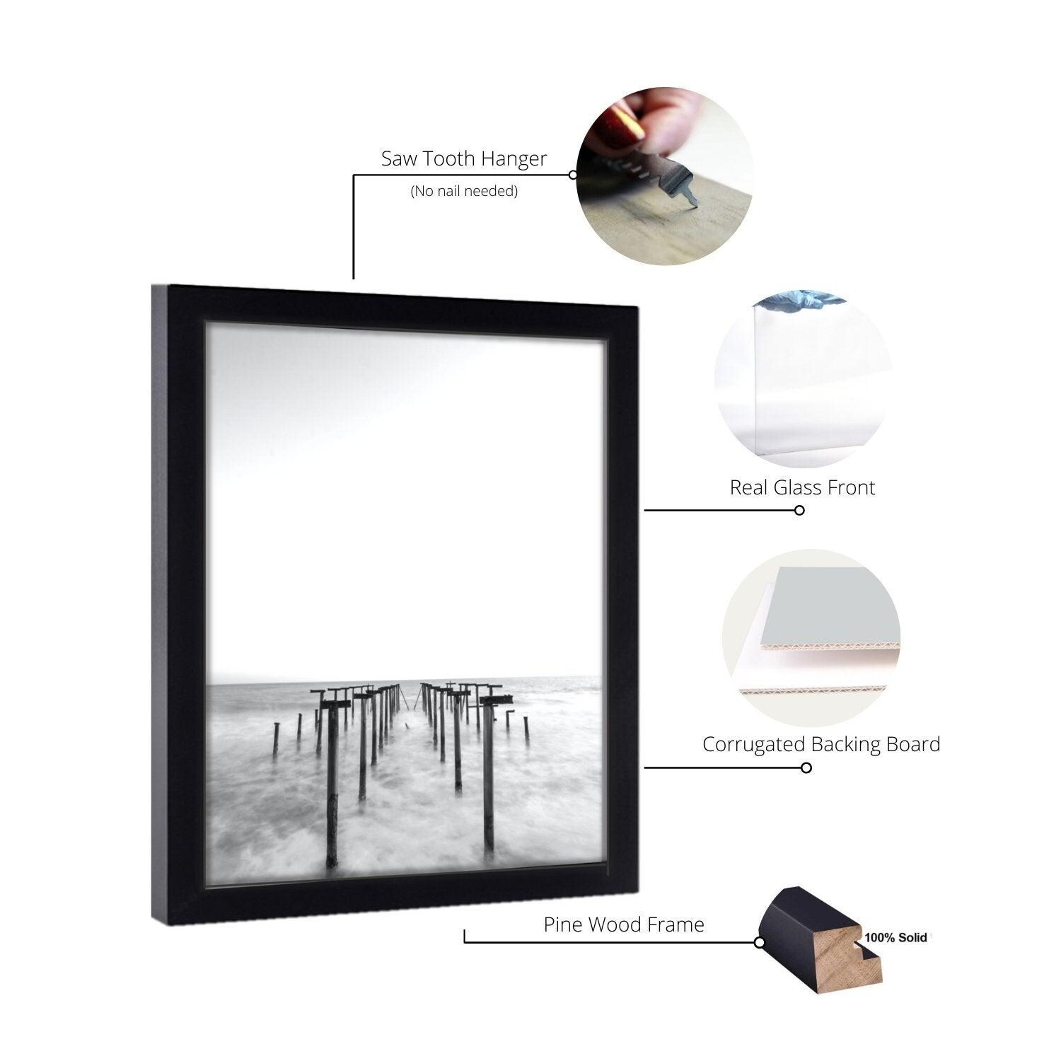 Cadre Photo Bois Noir 9x11 Pouces – Pose Murale Ou Sur Table, Finition Satin