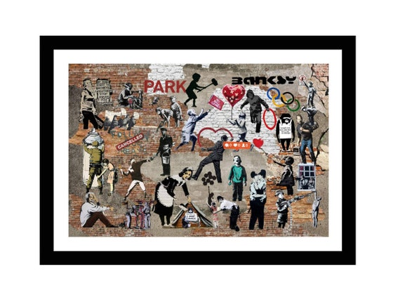 Impression Sur Toile Banksy - Typographie Graffiti Urbain - Art Mural Moderne - Neuf