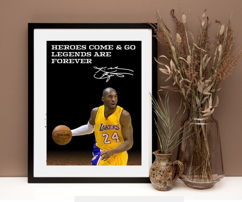 Kobe Bryant Poster Framed Wall Art Print Legends Are Forever Etsy