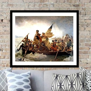 George Washington Framed art Washington the Delaware Patriotic Revolutionary War