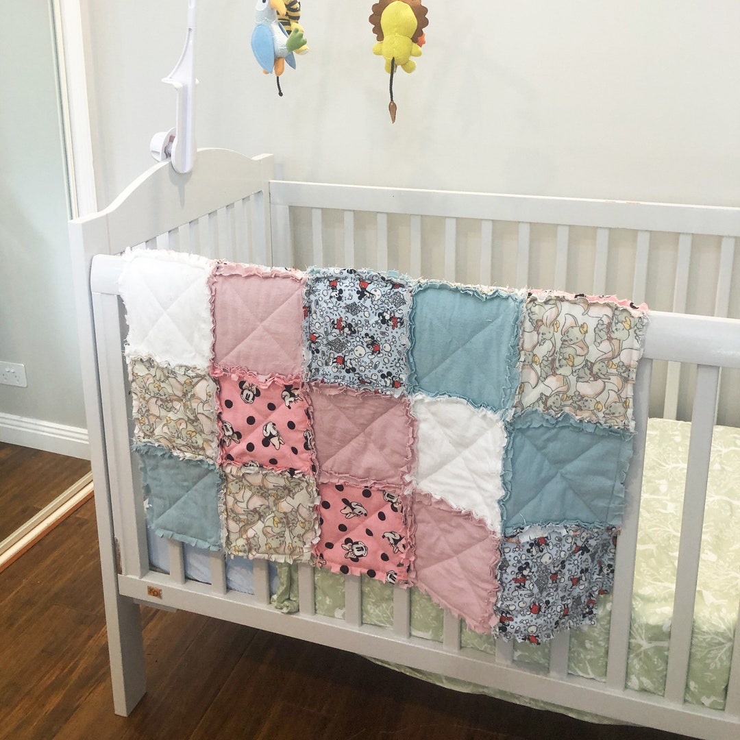 Handmade Rag Quilt / Gift for Baby Girl / Gift for Baby Boy / Baby Blanket / Cot Blanket / Cot