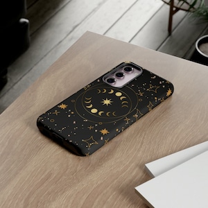 Moon Phases and Stars iPhone Max Case, Tough Phone Cases, Samsung Galaxy Phone, Google Pixel Plus, Witchy Moon case, Moon phase Case Gift