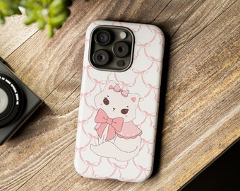 Coquette Tough Phone Cases, Samsung Galaxy, Google Pixel Plus, Coquette Aesthetics iPhone Max Case, Pink Bow Phone case, Kitty Gift For Mom
