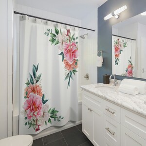 Floral Shower Curtains, Bathroom Décor, Shower Accessories, Mother&#39;s Day Floral Gift, Gift for Mom, Spring Blooms pattern, Home Décor Gift