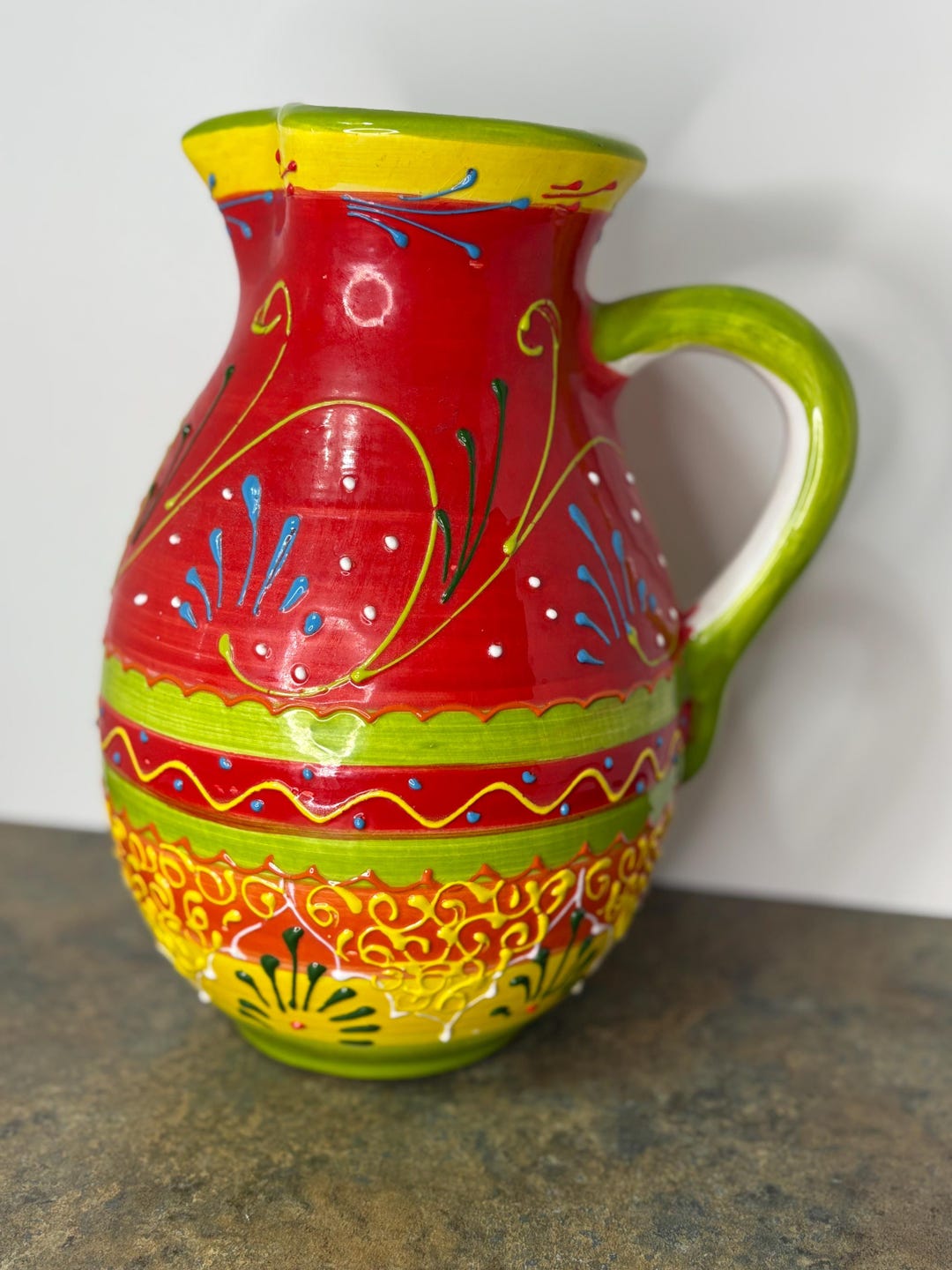 Pitcher In Spanish Hand Painted Spanish Water Pitcher - Etsy