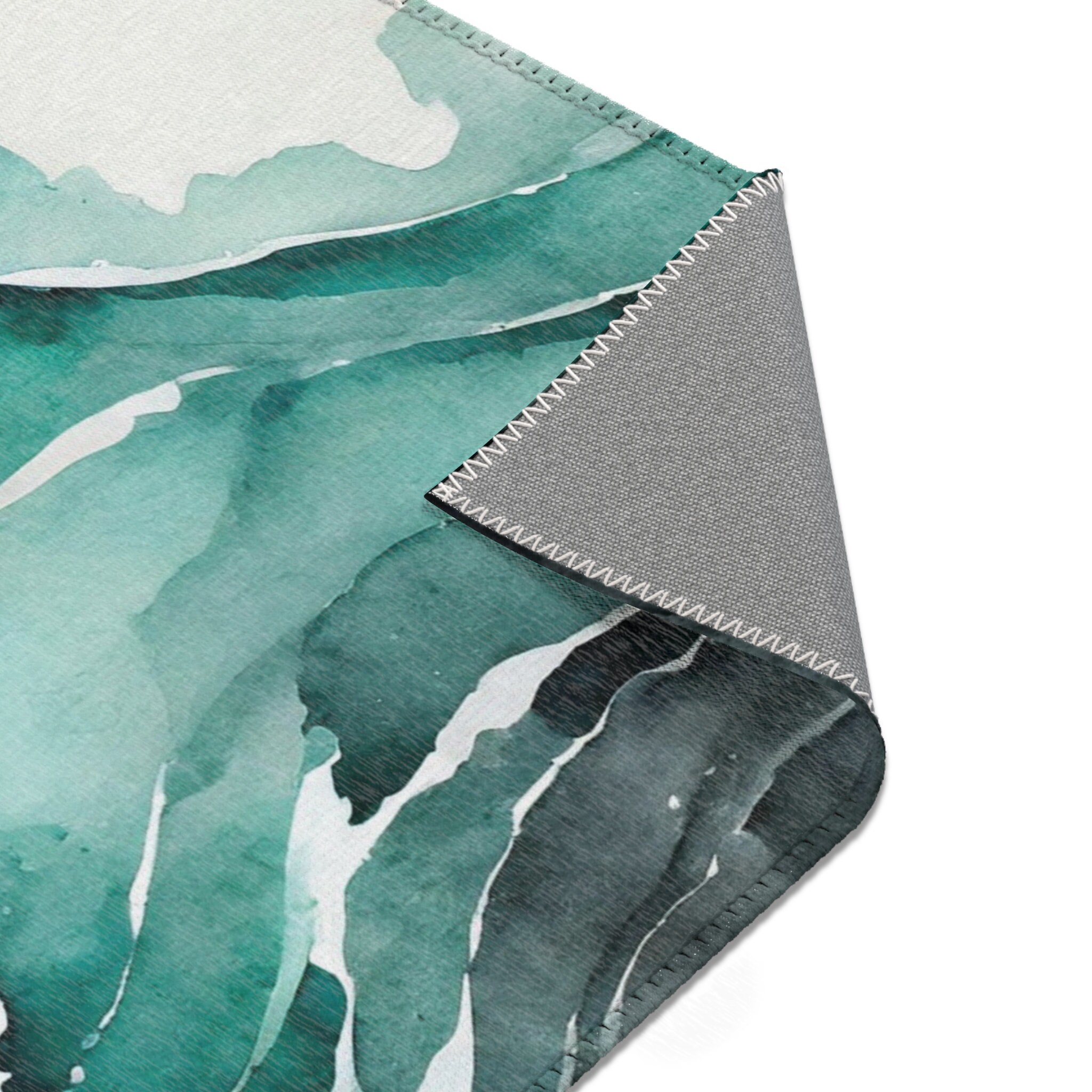 Teal Abstract Modern Contemporary Wave Area Rug Home Decor - Etsy