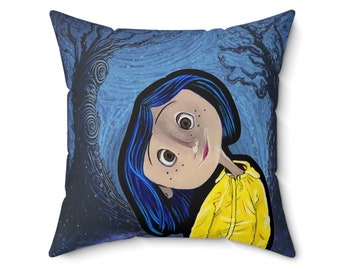 Coraline Inspired Indoor Pillow 100% Polyester Cover and Cushion, Coraline Decor, Decorative Pillow