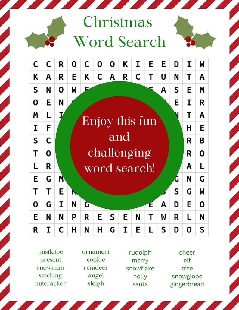 Christmas Word Search, Christmas Games, Holiday Games, Holiday - Etsy