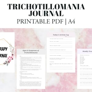 Trichotillomania Therapy Journal, Instant A4 Printable Download