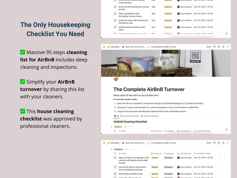 Cleaning Checklist Notion Template for Housekeeping and Host Cleaning