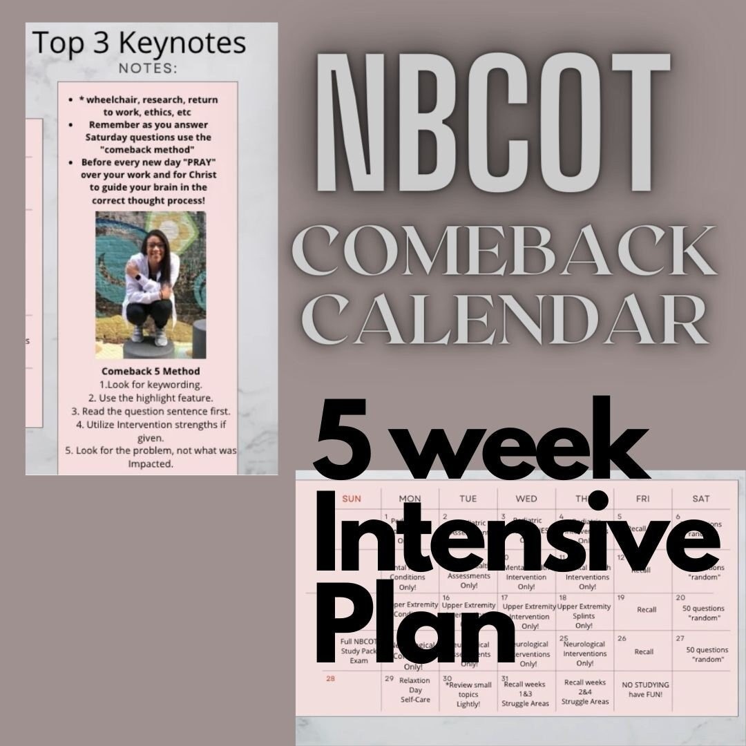 OT Study Calendar Pdf. Occupational Therapy Study Planner Pdf. NBCOT