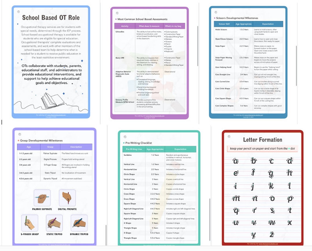 School Based Expansion Pack / Pediatric Pocket Guide for Occupational Therapists / Occupational