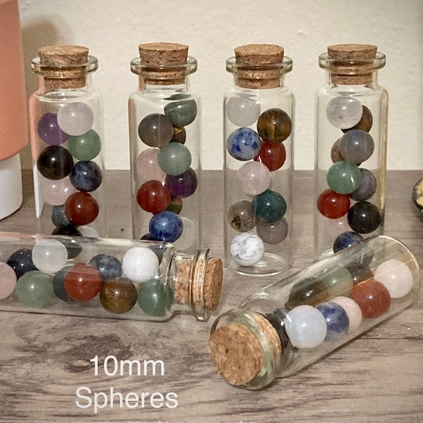 Mini Crystal Orbs in Jars | 8mm 10mm Genuine Crystal Spheres | Fairy Wish Jar | Crystal Orbs Glass Vials | Quartz Balls in Glass Bottles