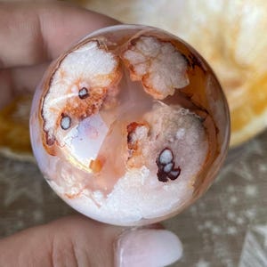 Gorgeous Flower Agate Jelly Cherry Blossom Crystal Sphere/Ball (Approx 50-60mm)