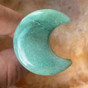 Green Aventurine Moon Crystal Car Vent Clip