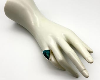 14.3 Carat Bisbee Turquoise  and Sterling Silver Minimalist Modern Ring