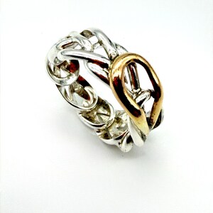Alien/Angel ring band with sterling silver and gold US size 9 image 7