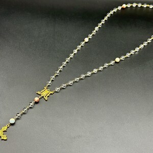 Clear Quartz and Imperial Jasper Gold-Plated Chain Rosary - Easter Gift - Gemstone Beads - Devotion Tool - Unique Rosary