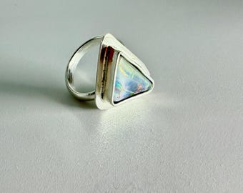 Electrifying Australian Boulder Opal Ring in Sterling Silver Reborn