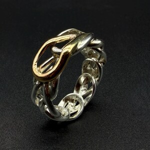 Alien/Angel ring band with sterling silver and gold US size 9 image 15