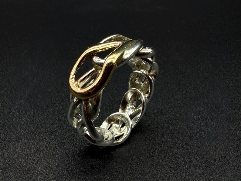 Alien/Angel ring band with sterling silver and gold US size 9 image 15