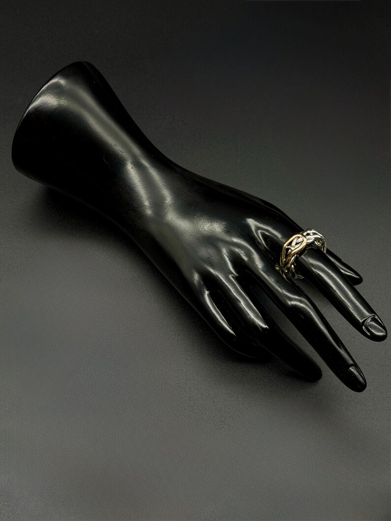 Alien/Angel ring band with sterling silver and gold US size 9 image 18