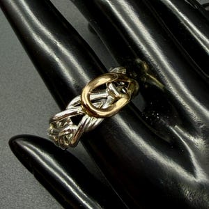 Alien/Angel ring band with sterling silver and gold US size 9 image 20