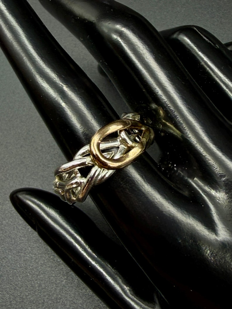 Alien/Angel ring band with sterling silver and gold US size 9 image 20