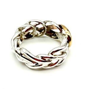 Alien/Angel ring band with sterling silver and gold US size 9 image 3