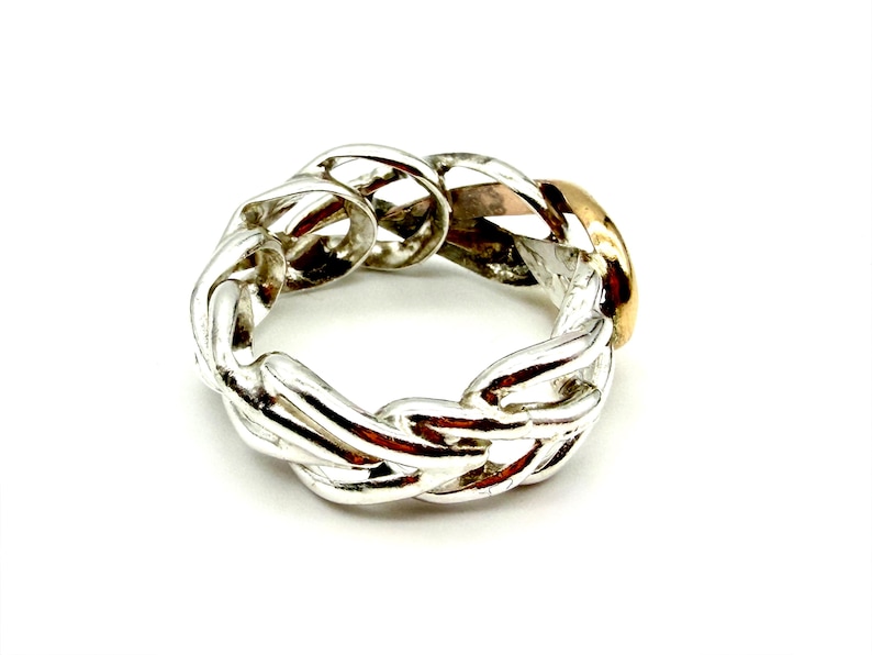 Alien/Angel ring band with sterling silver and gold US size 9 image 3