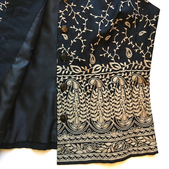 Vintage Talbots Black Silk Gold Embroidered Sleev… - image 5