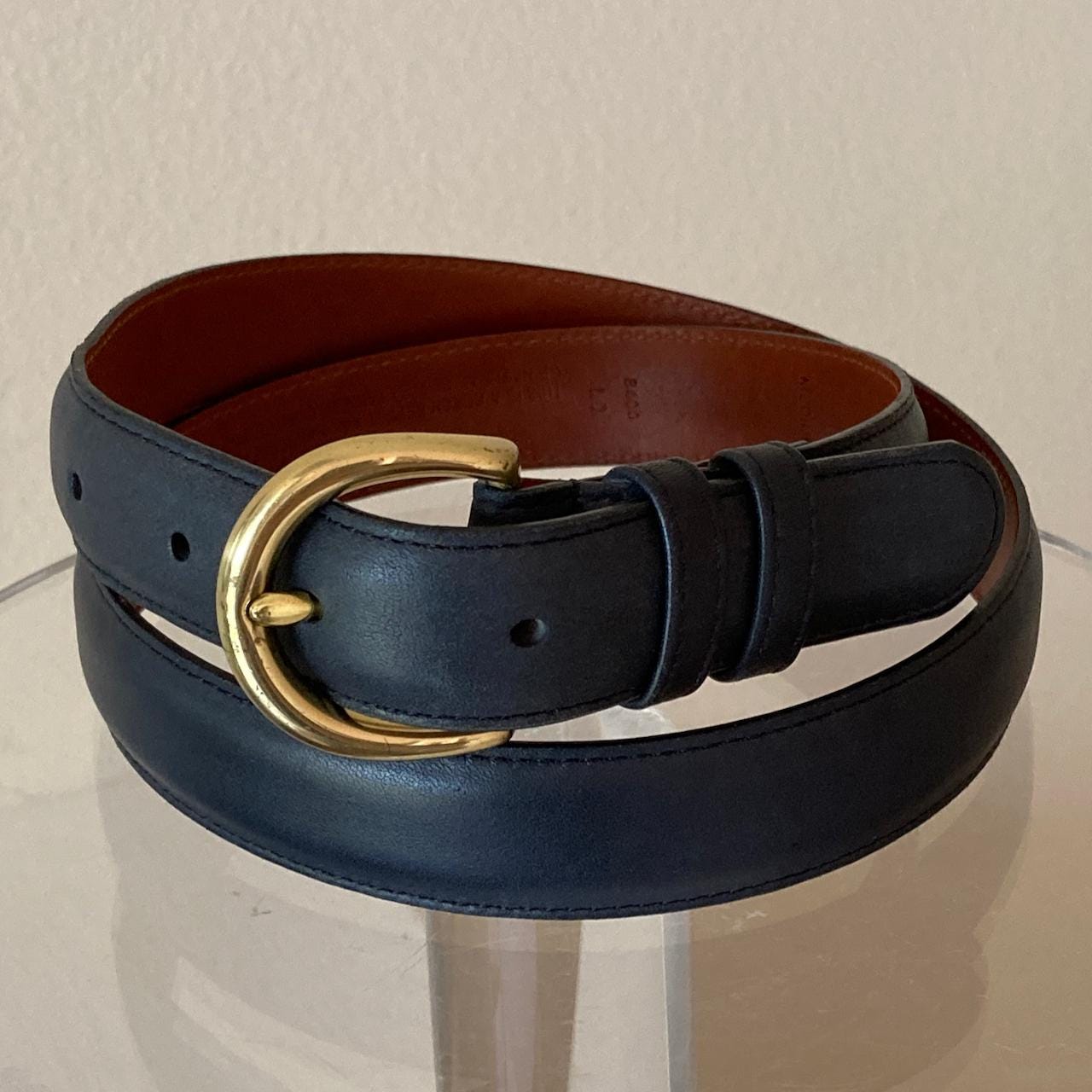 極美品 vintage coach old belt ベルト ネイビー オールドコーチ ☆ ベルトデザイン レザーショルダーバッグ 巾着