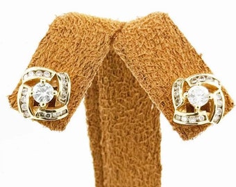 Natural Diamond Spiral Earrings (1.2 TCW) in 18k Yellow Gold