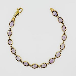 Bezel Set Amethyst Bracelet in 14k Yellow Gold