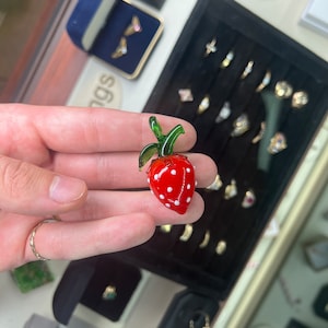 Handmade Strawberry Glass Pendant USA