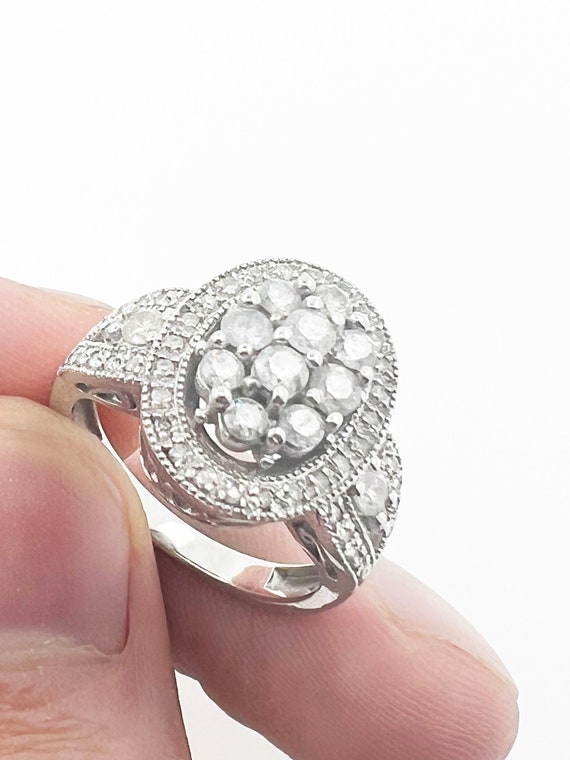 1 TWC. Cluster Ring in 10k White Gold - image 2
