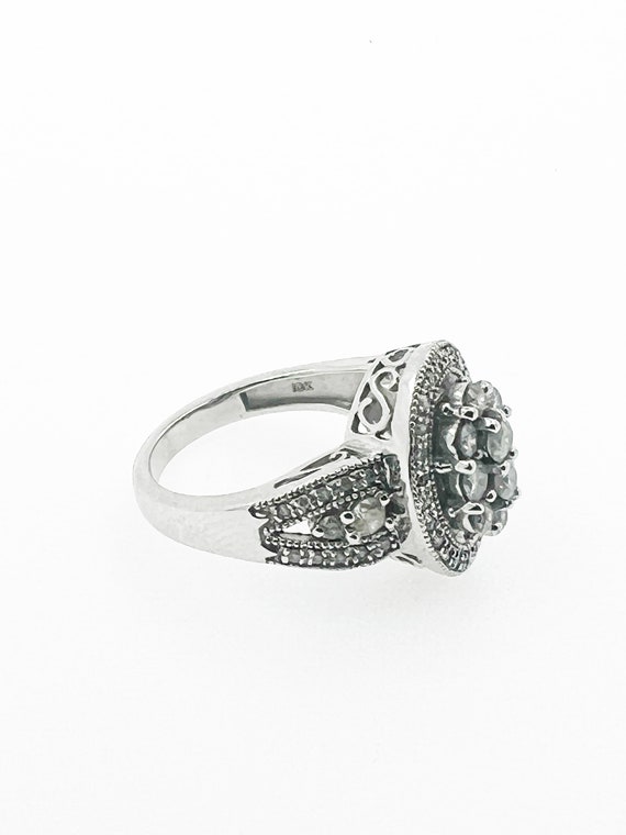 1 TWC. Cluster Ring in 10k White Gold - image 3