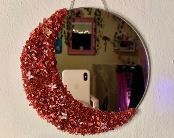 Crescent Moon Circle Mirror | Unique Home Decor | Fairycore | Handmade Moon | Magical