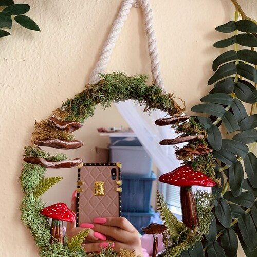 Magical Fairy Moss Mushroom Mirror Handmade Unique Decor - Etsy Magical Fairy Moss Mushroom Mirror Handmade Unique Decor - Etsy