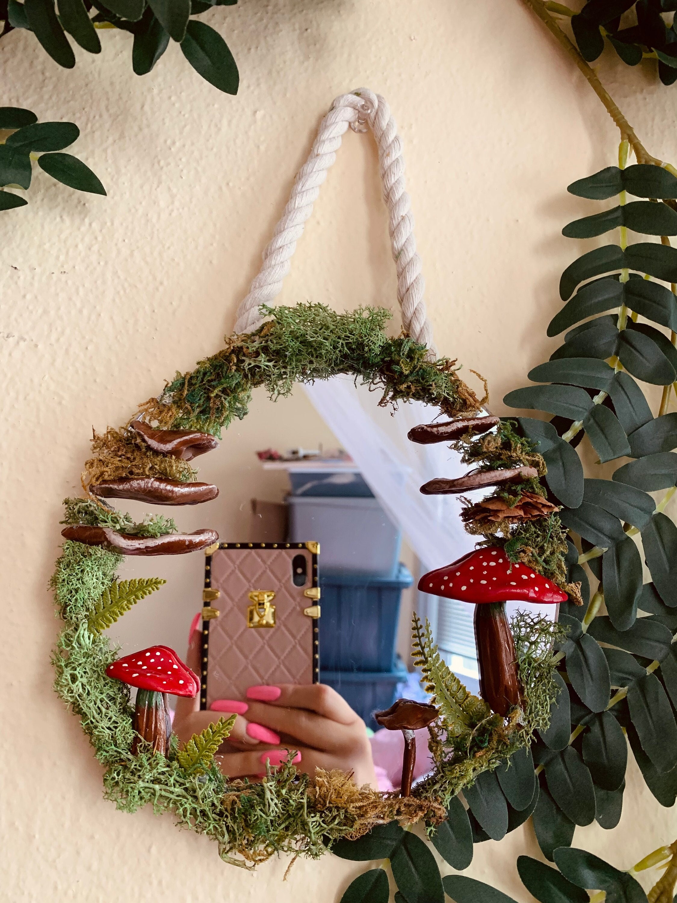 Magical Fairy Moss Mushroom Mirror | Handmade Wall Mirror | Unique Decor | Cottagecore