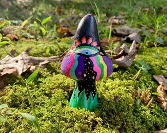 Hippie Mushroom Handpainted Decor | Unique Decor | Bohemian Handmade