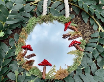 Magical Fairy Mushroom Mirror | Fairycore Portal | Unique Decor | Cottagecore Wall Hanging