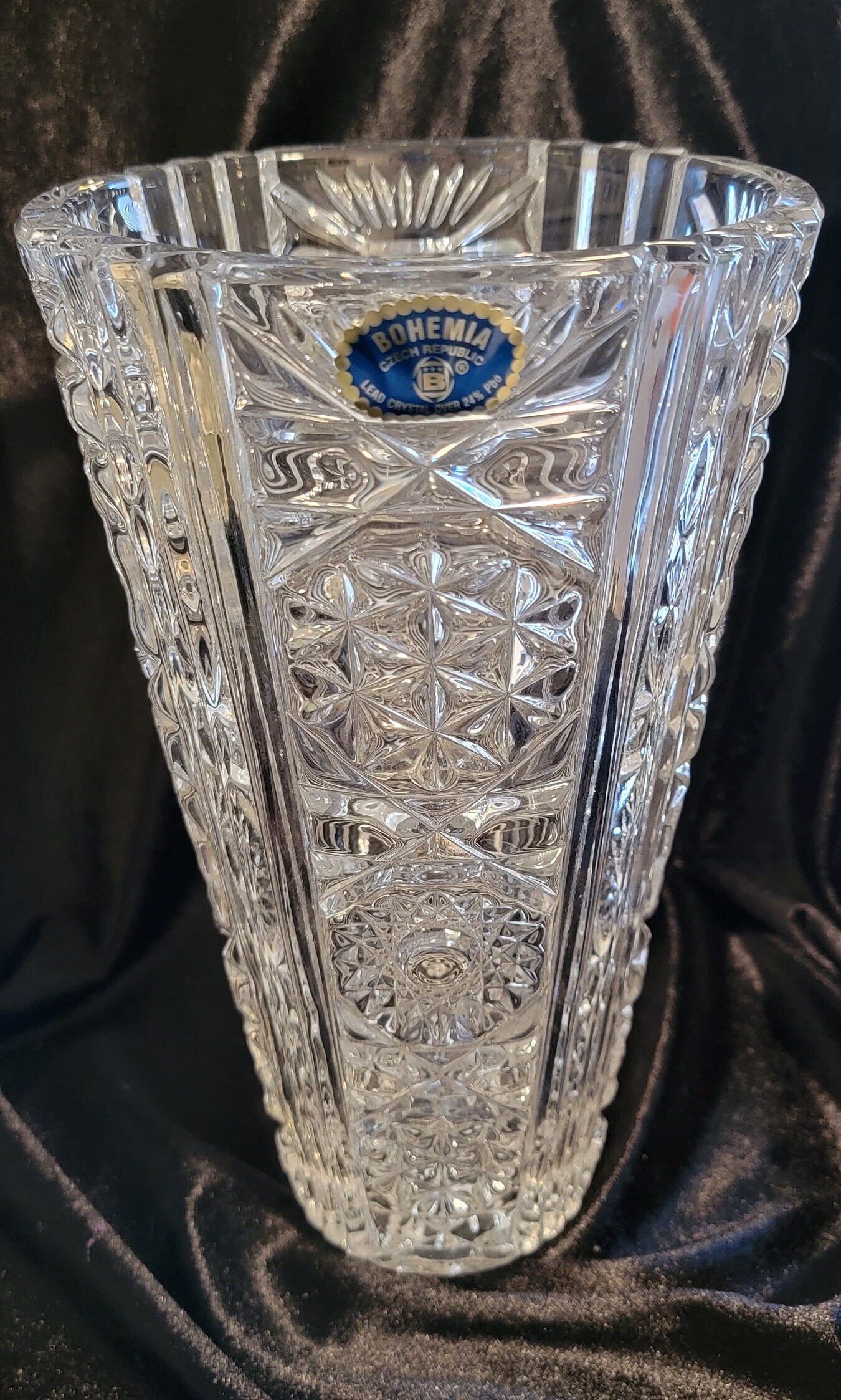 Bohemia Czech Large Lead Crystal Vase Etsy
