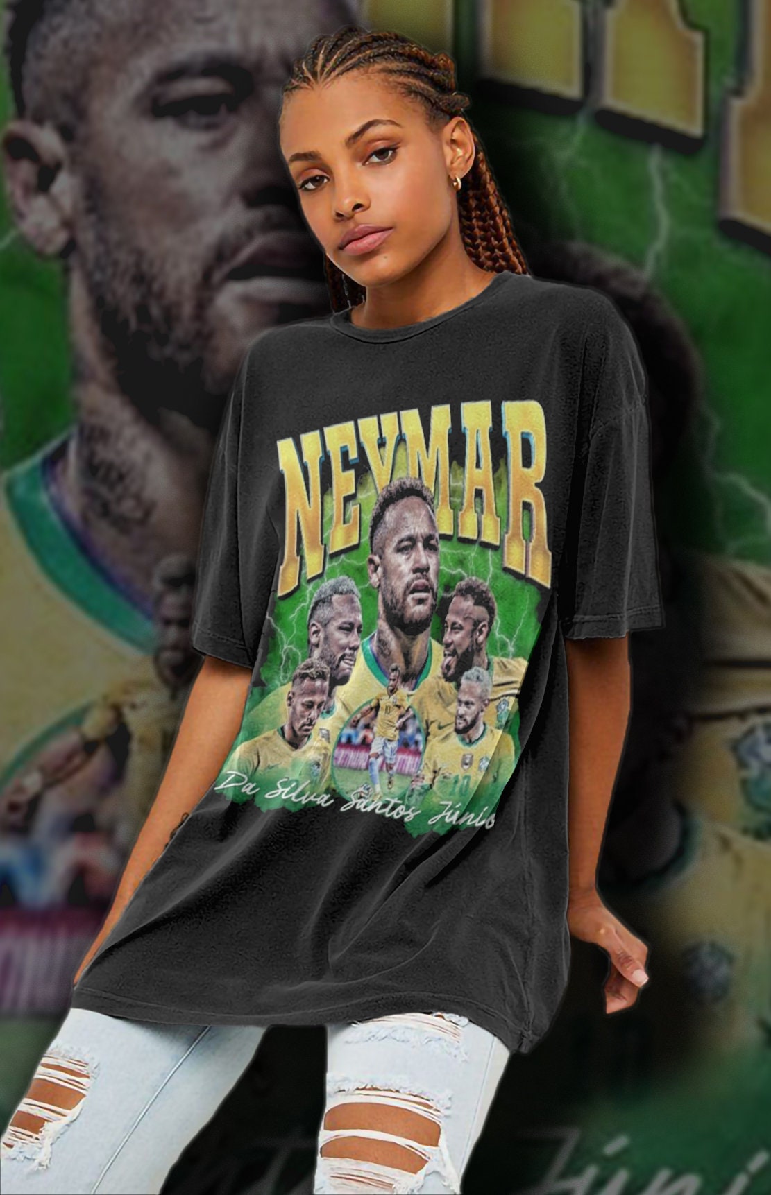 Discover Neymar Jr Brazil World Cup 90s Shirt, Bootleg 90s Retro Shirt