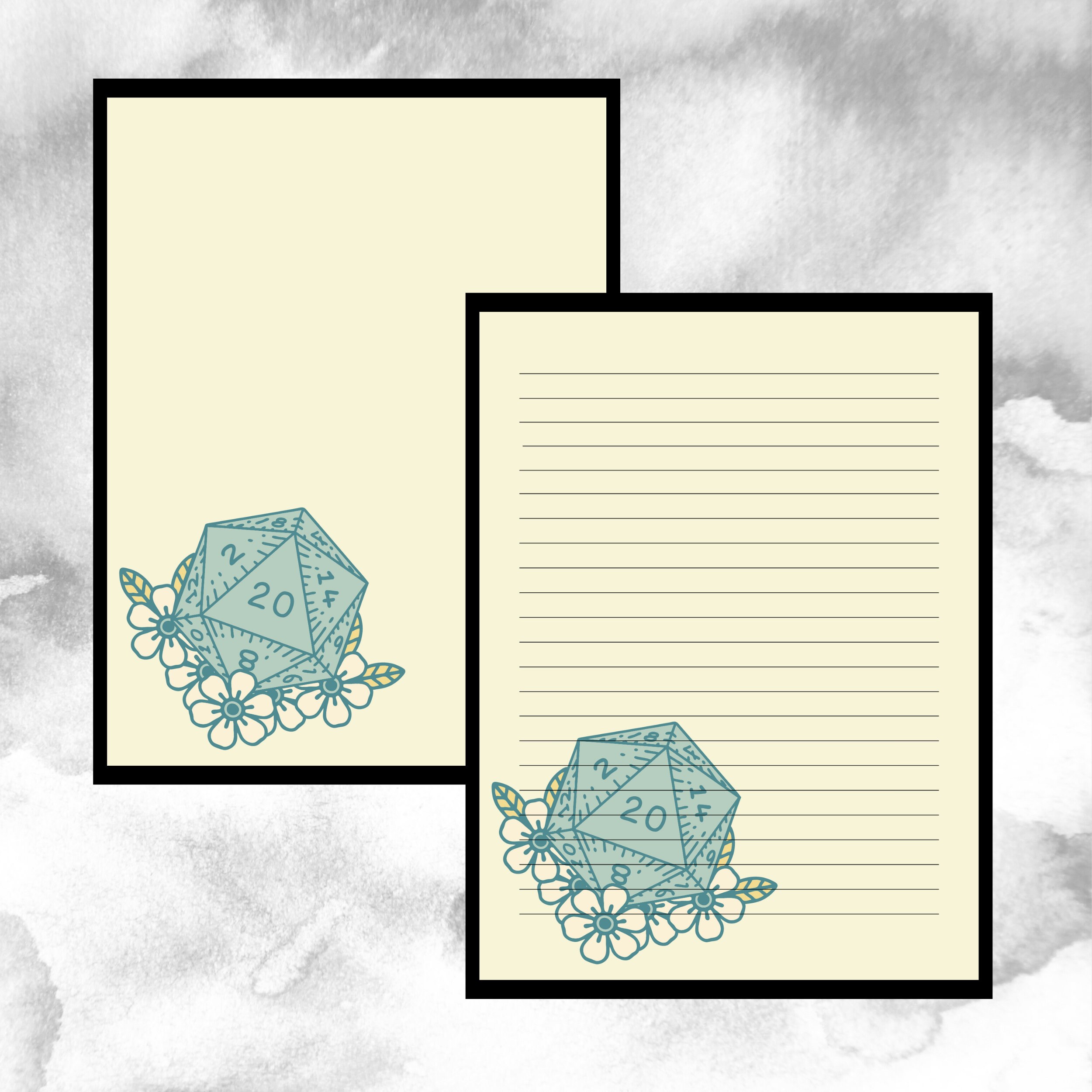 D&amp;D D20 Stationary Line and Blank Pages 8 Different Designs - Etsy