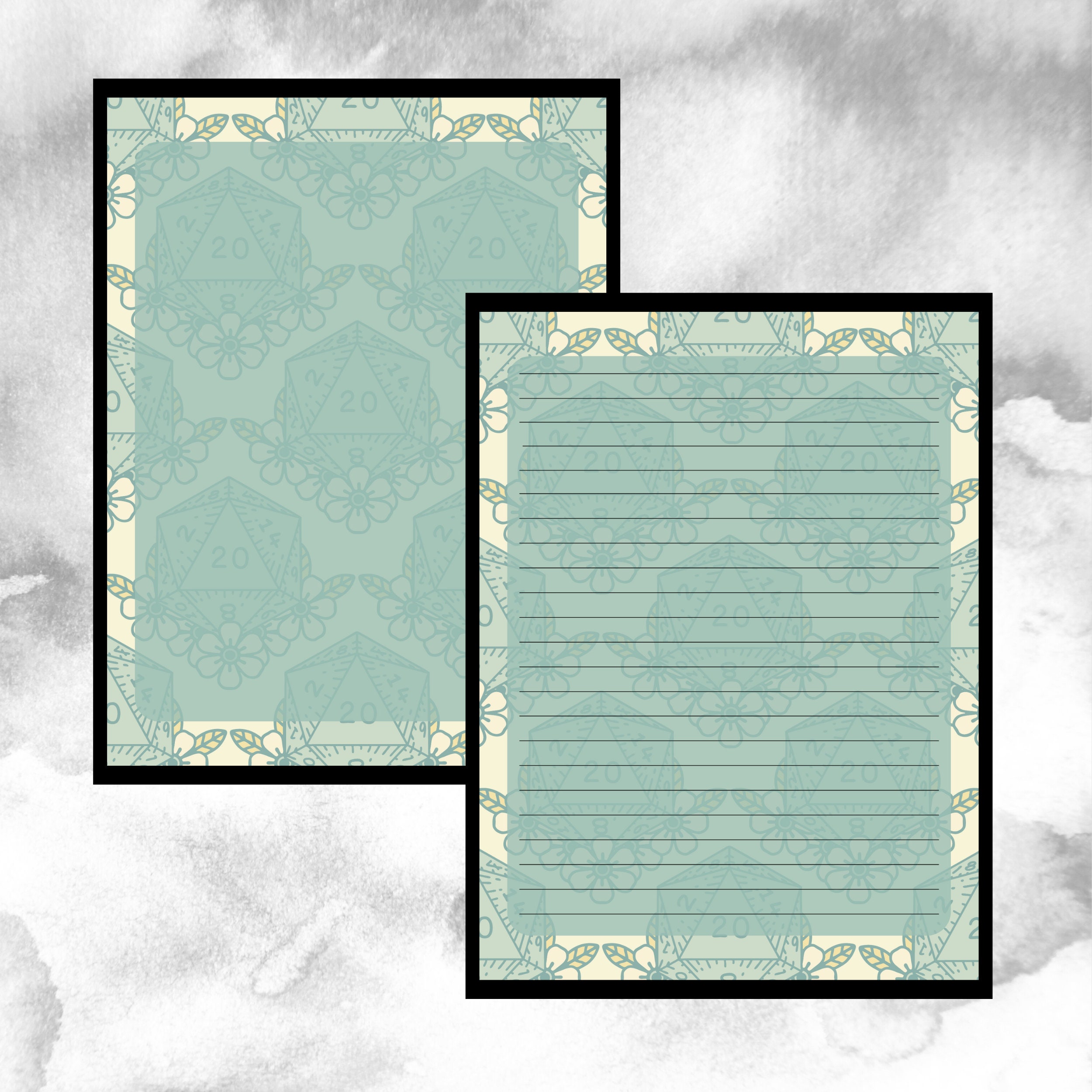 D&amp;D D20 Stationary Line and Blank Pages 8 Different Designs - Etsy